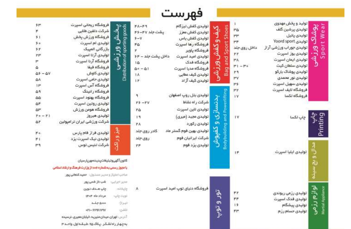 فهرست ویژه نامه لوازم ورزشی مرداد 1404